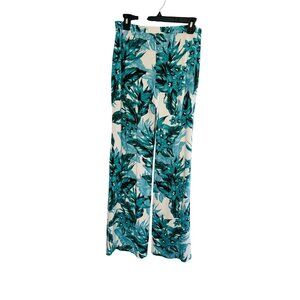 Jack Womens M Wide-Leg Pants Blue & Green Ikat Print 95% Rayon 5% Spandex